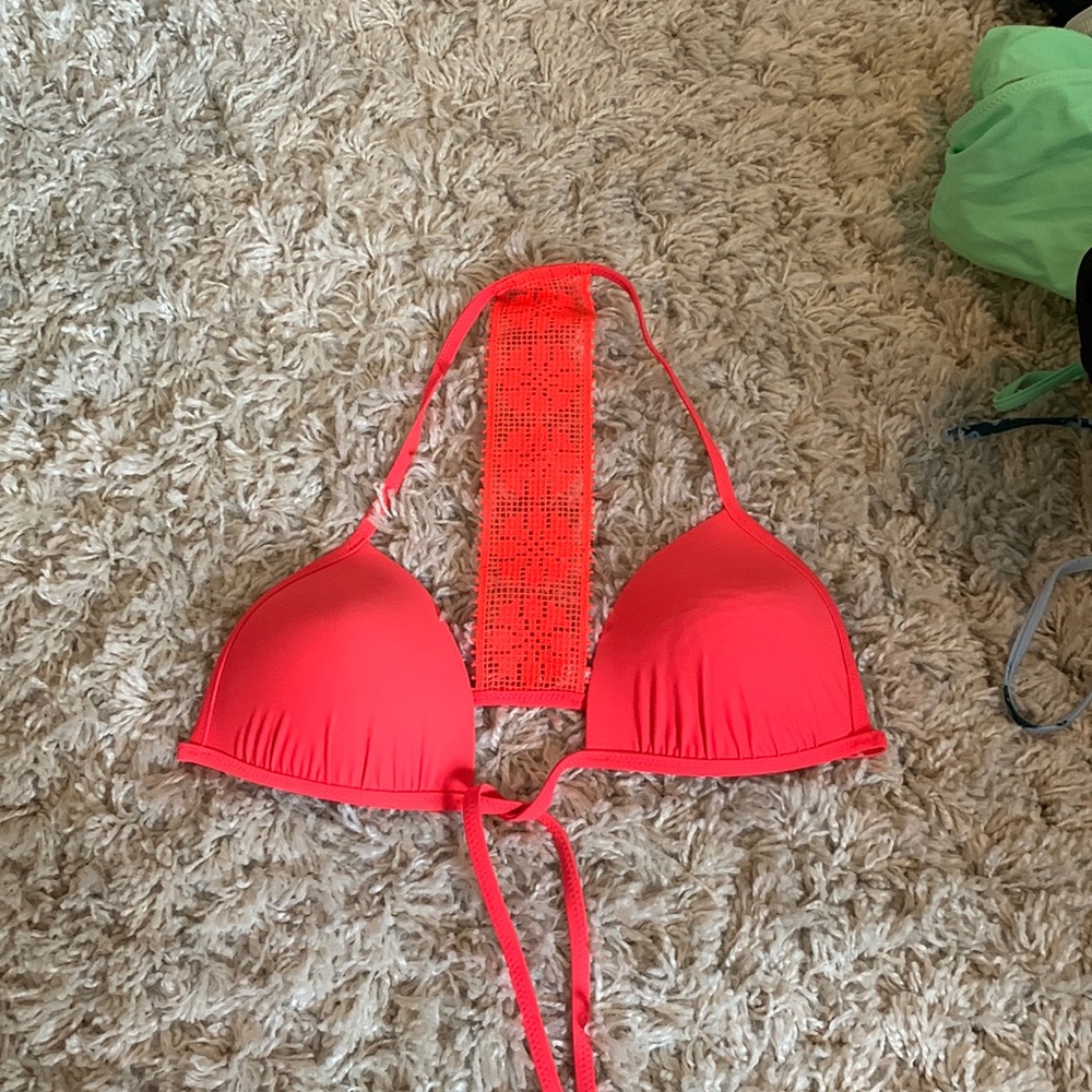 Bright coral pink aerie bikini top